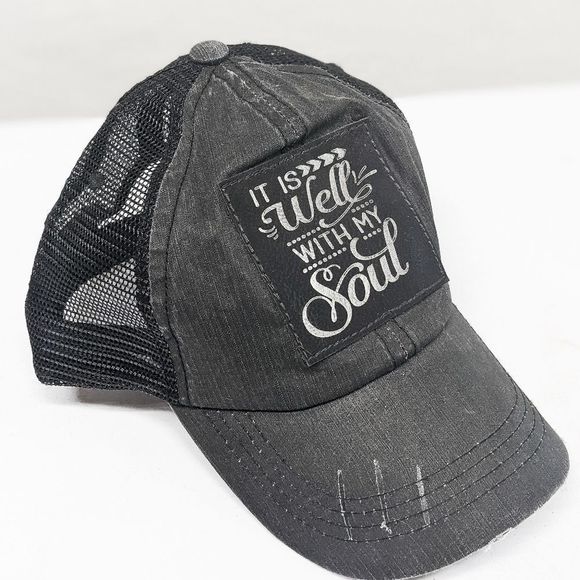 It Is Well with My Soul Trucker Hat with Leather Patch - Picture 4 of 4